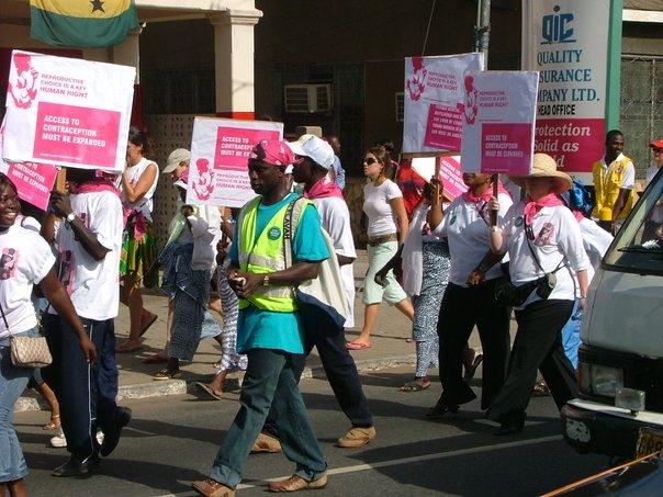 Interns join a march as part of their Law work experience in Ghana. Projects Abroad representatives join a march during their Law internships in Ghana.